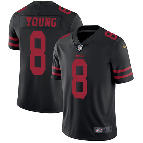 49ers #8 Steve Young Black Alternate Men's Stitched Vapor Untouchable Limited Jersey