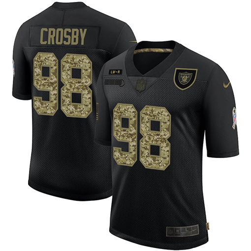 Las Vegas Raiders #98 Maxx Crosby Men's 2020 Salute To Service Camo Limited Jersey Black