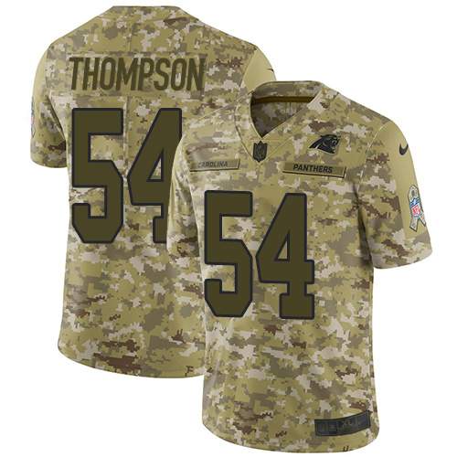 Carolina Panthers #54 Shaq Thompson Camo Men's Stitched Limited 2018 Salute To Service Jersey Men's