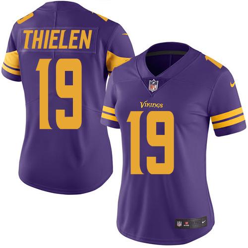 Vikings #19 Adam Thielen Purple Women's Stitched Limited Rush Jersey