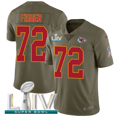 Kansas City Chiefs #72 Eric Fisher Olive Super Bowl LIV 2020 Men's Stitched Limited 2017 Salute To Service Jersey Men's