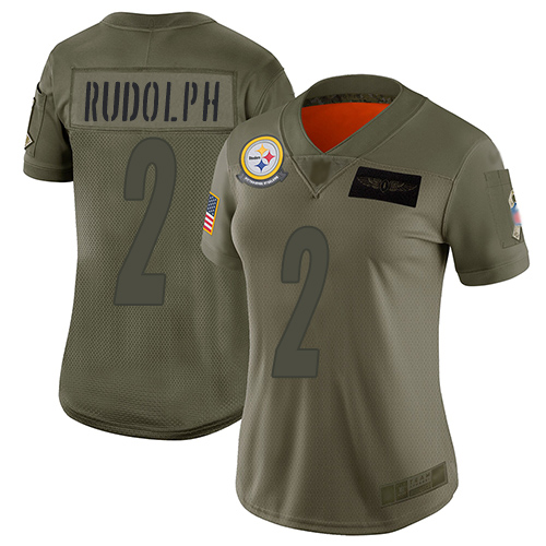 Pittsburgh Steelers #2 Mason Rudolph Camo Women's Stitched Limited 2019 Salute to Service Jersey Womens