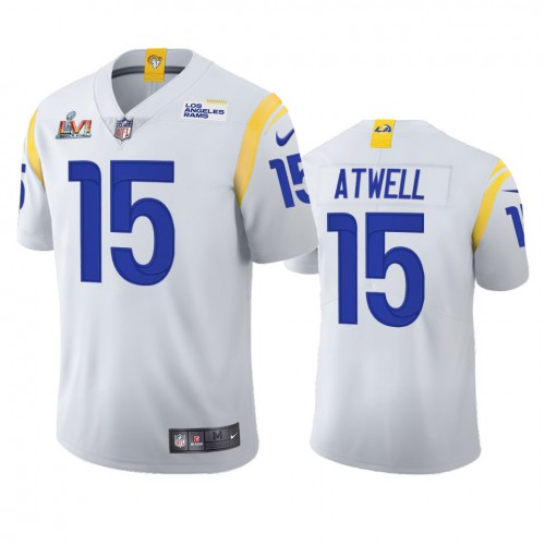 Los Angeles Los Angeles Rams #15 Tutu Atwell Men's Super Bowl LVI Patch 2021 Vapor Limited Jersey - White Men's