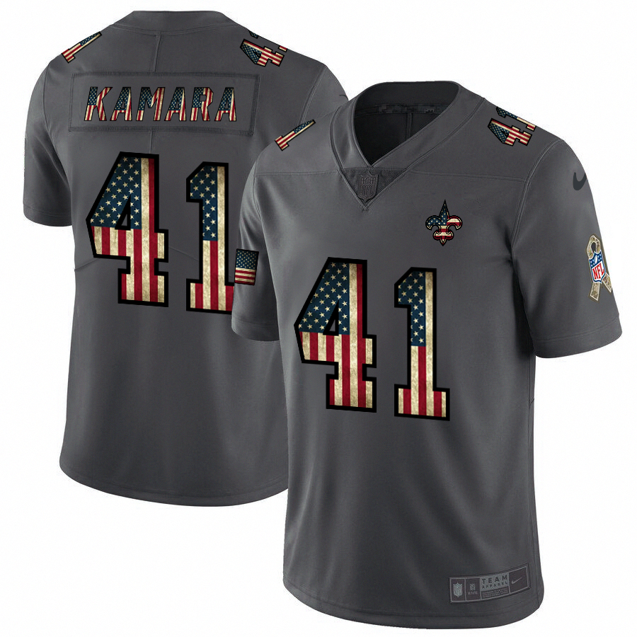 New Orleans Saints #41 Alvin Kamara 2018 Salute To Service Retro USA Flag Limited Jersey