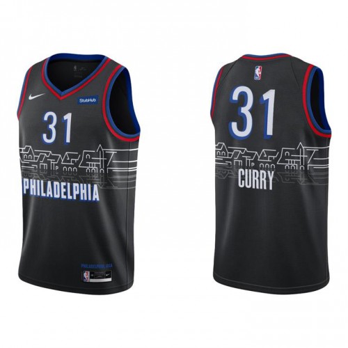 Philadelphia 76ers #31 Seth Curry Black Youth Swingman 2020-21 City Edition Jersey Youth