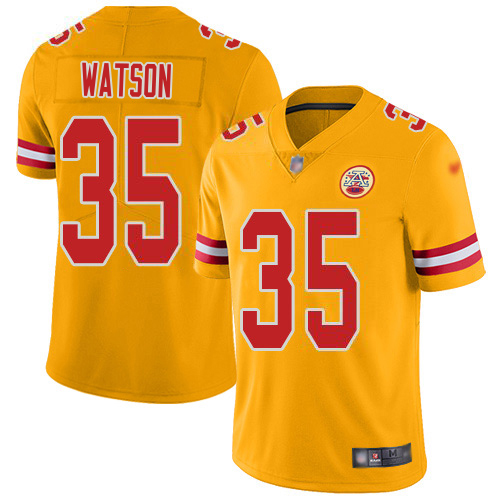 Chiefs #35 Jaylen Watson Gold Men's Stitched Limited Inverted Legend Jersey