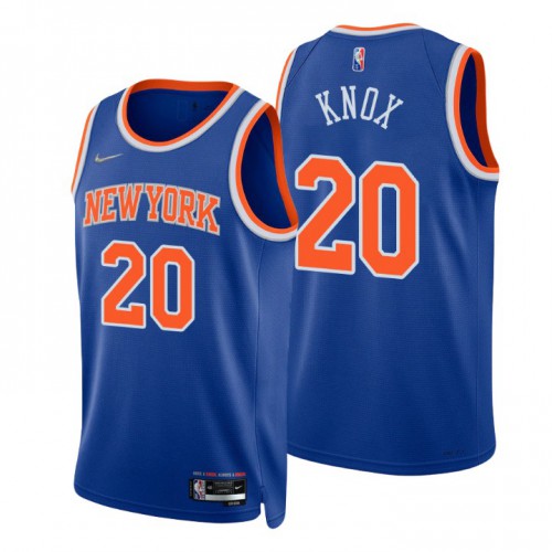 New York Knicks #20 Kevin Knox Blue Mens 2021-22 75th Anniversary Diamond Swingman Jersey - Icon Edition Mens