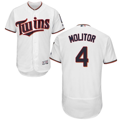 Minnesota Twins #4 Paul Molitor White Flexbase Authentic Collection Stitched Jersey Men's