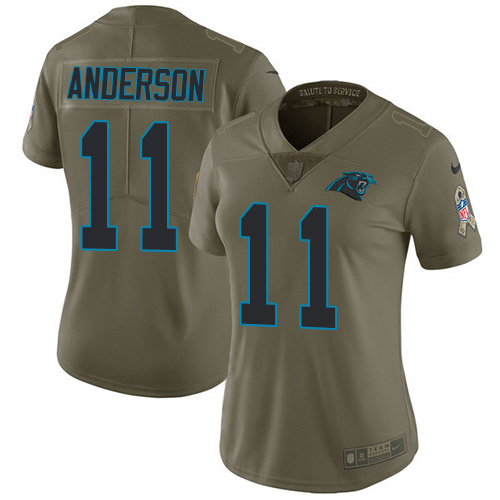 Carolina Panthers #11 Robby Anderson Olive Women's Stitched Limited 2017 Salute To Service Jersey Womens