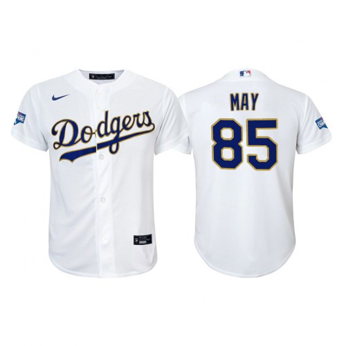 Los Angeles Los Angeles Dodgers #85 Dustin May Youth 2021 Gold Program World Series Champions Jersey Whtie Youth