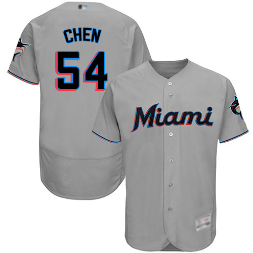 Miami Marlins #54 Wei-Yin Chen Grey Flexbase Authentic Collection Stitched Jersey Men's