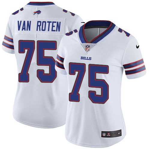 Bills #75 Greg Van Roten White Women's Stitched Vapor Untouchable Limited Jersey