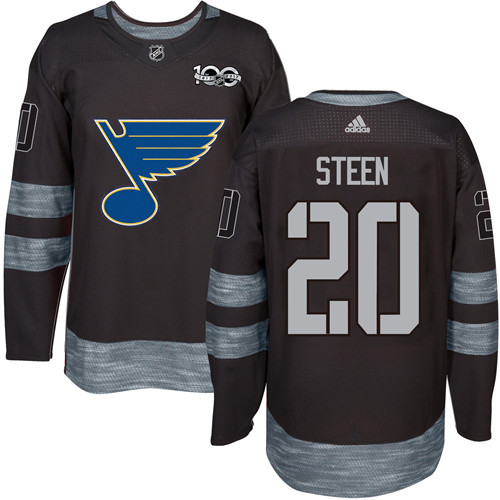 Adidas St. Louis Blues #20 Alexander Steen Black 1917-2017 100th Anniversary Stitched Jersey Men's