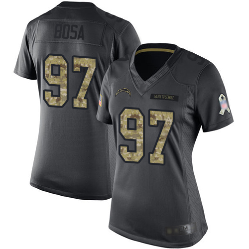 Chargers #97 Joey Bosa Black Women's Stitched Limited 2016 Salute To Service Jersey