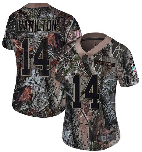 Ravens #14 Kyle Hamilton Camo Women's Stitched Limited Rush Realtree Jersey