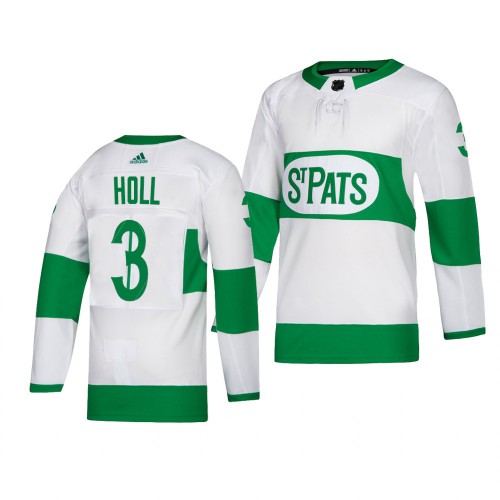 Maple Toronto Maple Leafs #3 Justin Holl adidas White 2019 St. Patrick's Day Authentic Player Stitched Jersey Men's
