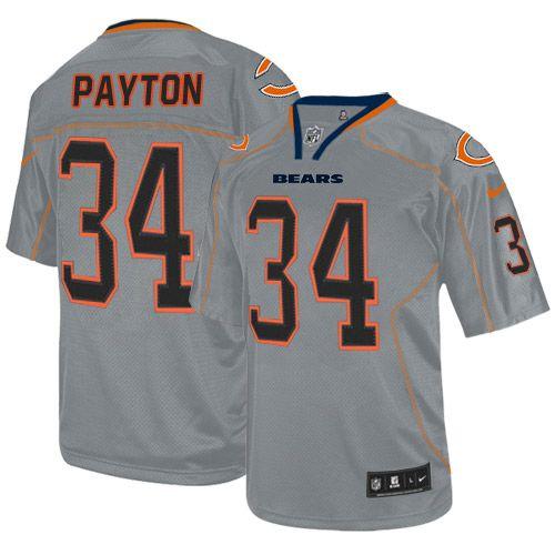 Bears #34 Walter Payton Lights Out Grey Men's Stitched Elite Jersey