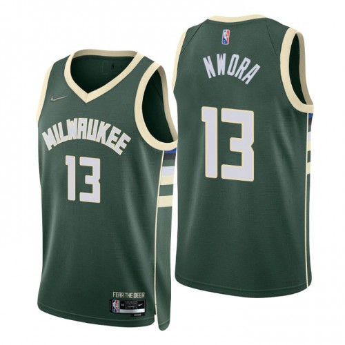 Milwaukee Bucks #13 Jordan Nwora Green Mens 2021-22 75th Anniversary Diamond Swingman Jersey - Icon Edition Mens