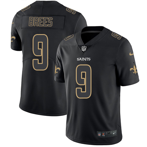 Saints #9 Drew Brees Black Men's Stitched Limited Rush Impact Jersey