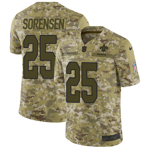 Saints #25 Daniel Sorensen Camo Youth Stitched Limited 2018 Salute To Service Jersey