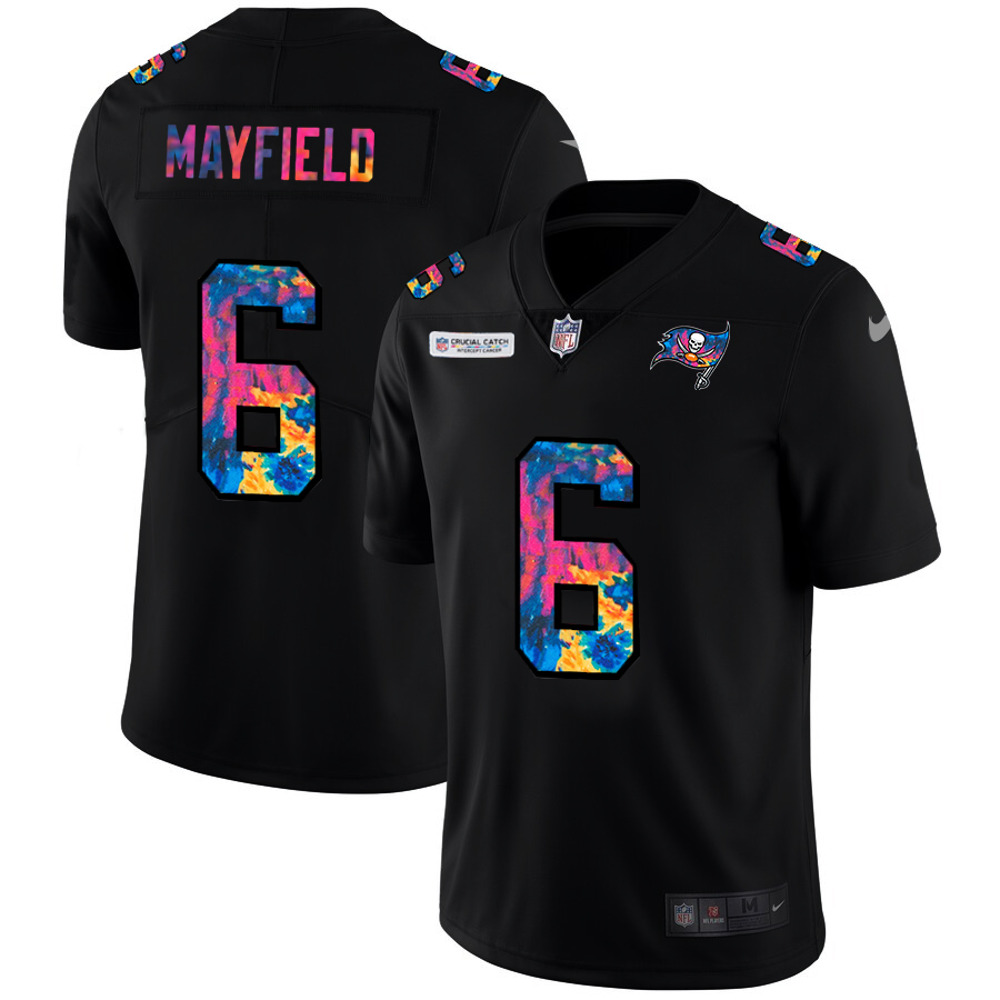 Tampa Bay Buccaneers #6 Baker Mayfield Men's Multi-Color Black 2020 Crucial Catch Vapor Untouchable Limited Jersey