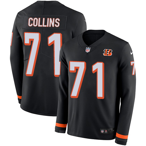 Bengals #71 La'el Collins Black Team Color Men's Stitched Limited Therma Long Sleeve Jersey