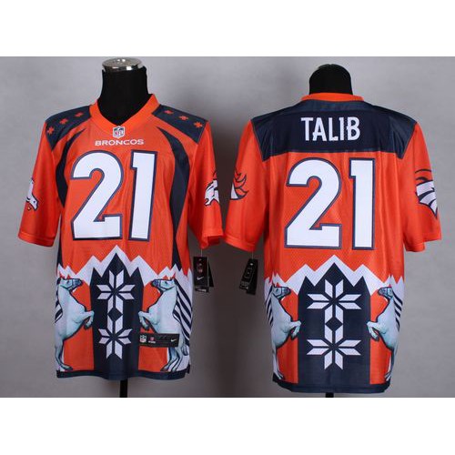 Denver Broncos #21 Aqib Talib Orange Men's Stitched Elite Noble Fashion Jersey Men's