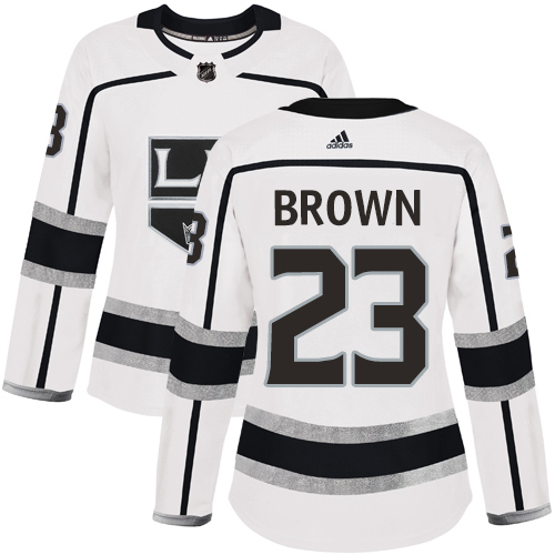 Adidas Los Angeles Kings #23 Dustin Brown White Road Authentic Women's Stitched Jersey Womens