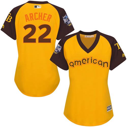 Tampa Bay Rays #22 Chris Archer Gold 2016 All-Star American League Women's Stitched Jersey Womens