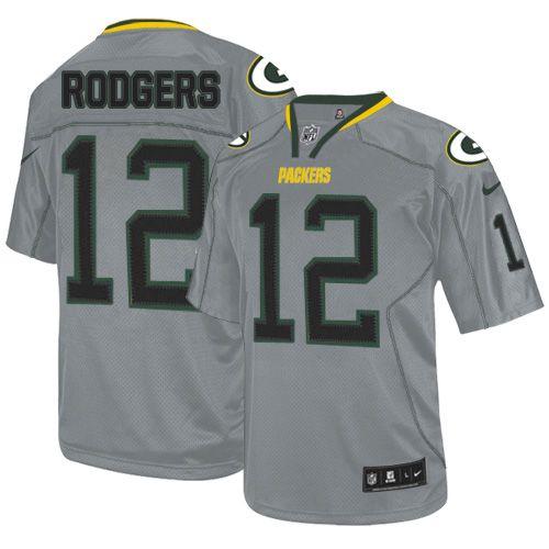 Packers #12 Aaron Rodgers Lights Out Grey Men's Stitched Elite Jersey