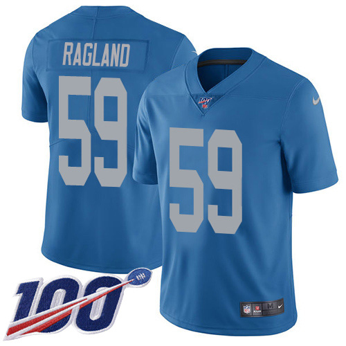 Detroit Lions #59 Reggie Ragland Blue Throwback Youth Stitched 100th Season Vapor Untouchable Limited Jersey Youth