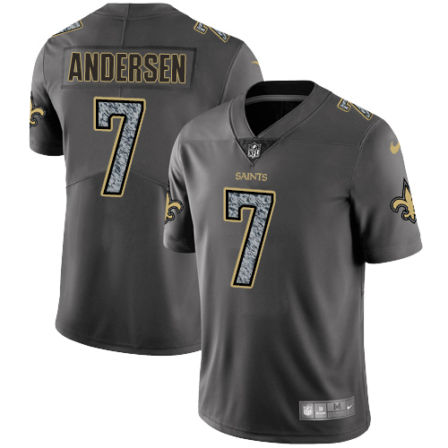 New Orleans Saints #7 Morten Andersen Gray Static Men's Stitched Vapor Untouchable Limited Jersey Men's