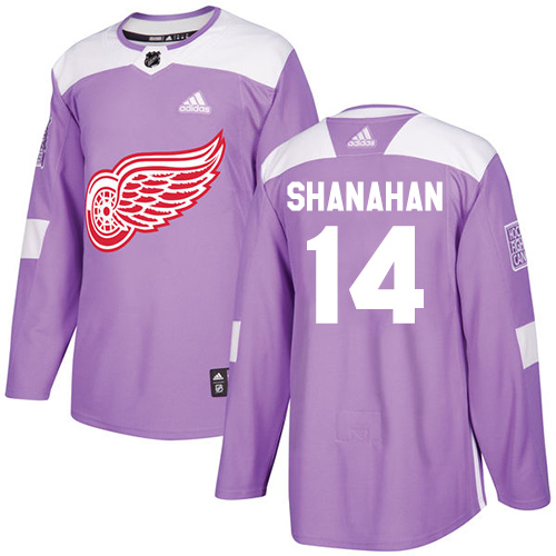 Adidas Detroit Red Wings #14 Brendan Shanahan Purple Authentic Fights Cancer Stitched Jersey Men's