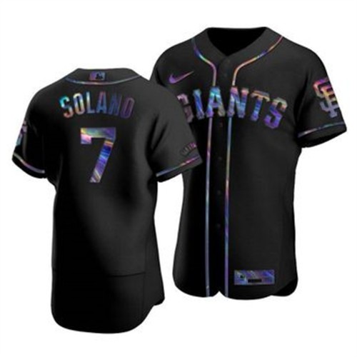 San Francisco San Francisco Giants #7 Donovan Solano Men's Iridescent Holographic Collection Jersey - Black Men's