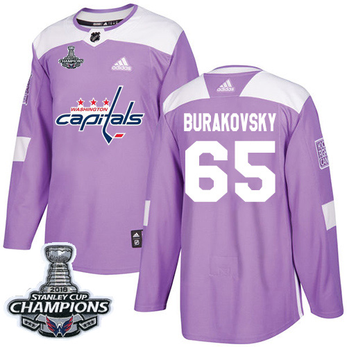 Adidas Washington Capitals #65 Andre Burakovsky Purple Authentic Fights Cancer Stanley Cup Final Champions Stitched Jersey Men's