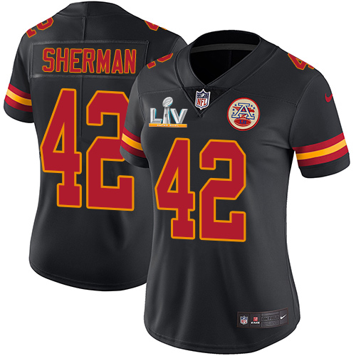 Kansas City Chiefs #42 Anthony Sherman Black Women's Super Bowl LV Bound Stitched Limited Rush Jersey Womens