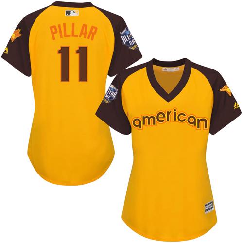 Toronto Blue Jays #11 Kevin Pillar Gold 2016 All-Star American League Women's Stitched Jersey Womens