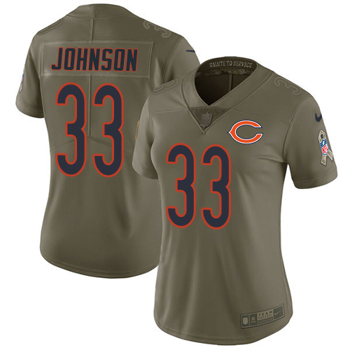 Chicago Bears #33 Jaylon Johnson Olive Women's Stitched Limited 2017 Salute To Service Jersey Womens