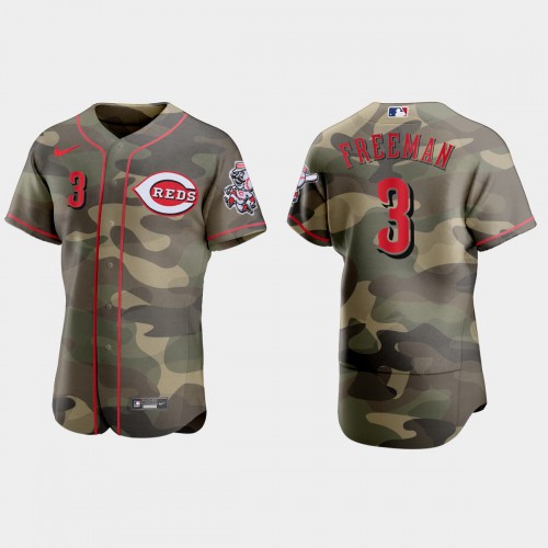 Cincinnati Cincinnati Reds #3 Mike Freeman Men's 2021 Armed Forces Day Authentic Jersey -Camo Men's