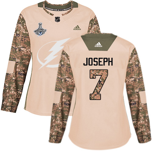 Adidas Tampa Bay Lightning #7 Mathieu Joseph Camo Authentic 2017 Veterans Day Women's 2020 Stanley Cup Champions Stitched Jersey Womens