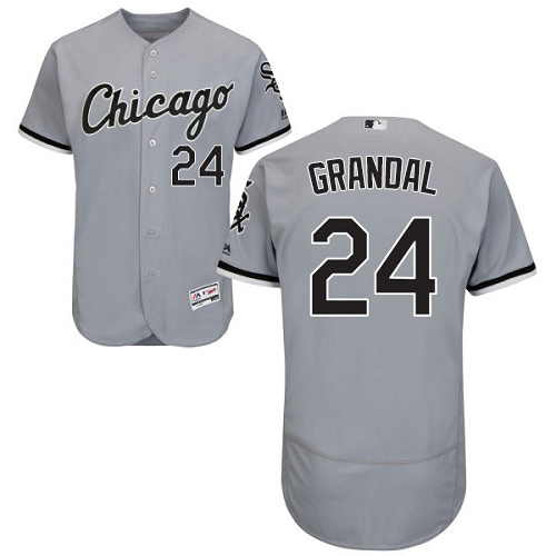 Chicago White Sox #24 Yasmani Grandal Grey Flexbase Authentic Collection Stitched Jersey Men's