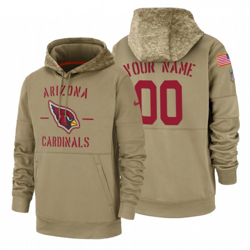 Arizona Cardinals Custom Tan 2019 Salute To Service Name & Number Sideline Therma Pullover Hoodie