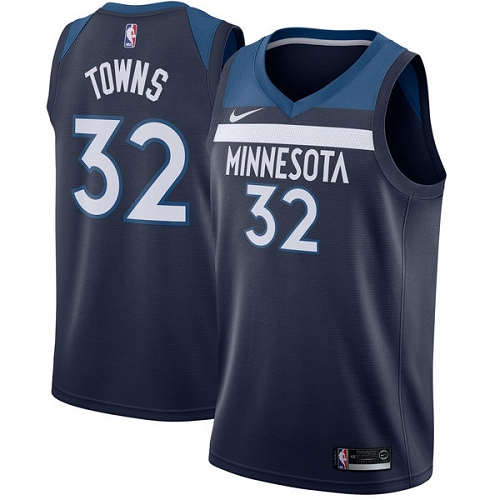 Minnesota Timberwolves #32 Karl-Anthony Towns Navy Blue Womens Swingman Icon Edition Jersey Womens