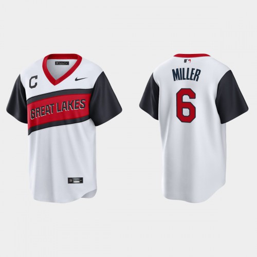 Cleveland Guardians #6 Owen Miller Men's White 2021 Little League Class Game Jersey Men's