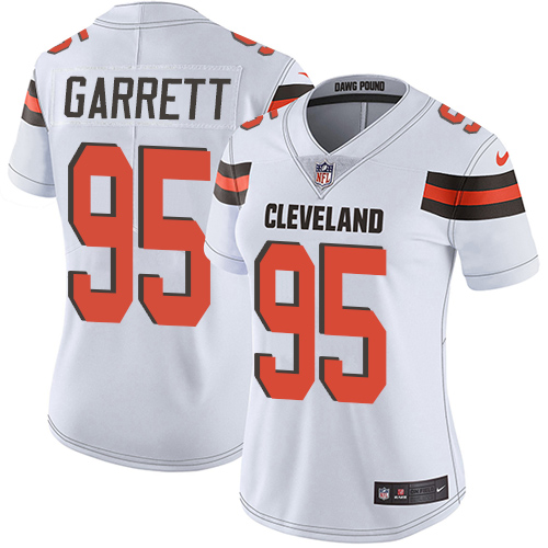 Browns #95 Myles Garrett White Women's Stitched Vapor Untouchable Limited Jersey