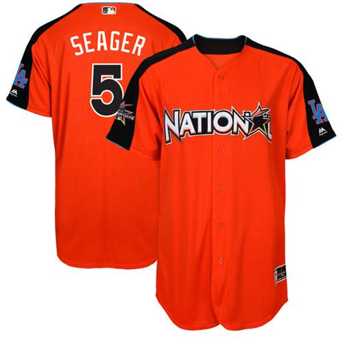Los Angeles Dodgers #5 Corey Seager Orange 2017 All-Star National League Stitched Youth Jersey Youth