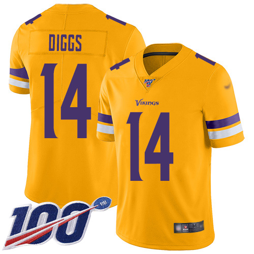 Minnesota Vikings #14 Stefon Diggs Gold Youth Stitched Limited Inverted Legend 100th Season Jersey Youth