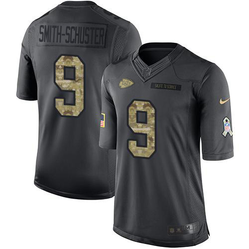 Chiefs #9 JuJu Smith-Schuster Black Men's Stitched Limited 2016 Salute To Service Jersey