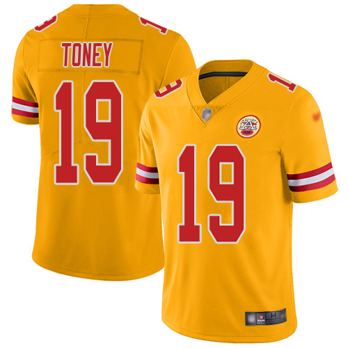 Chiefs #19 Kadarius Toney Gold Youth Stitched Limited Inverted Legend Jersey
