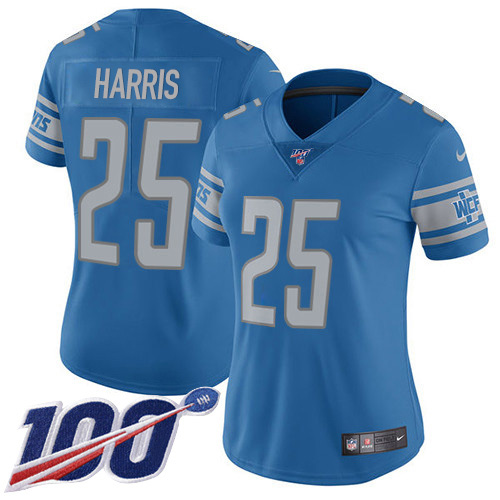 Detroit Lions #25 Will Harris Light Blue Team Color Women's Stitched 100th Season Vapor Untouchable Limited Jersey Womens